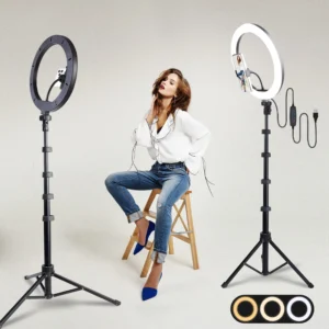 12" 3-Color Ring Light with Quick-Release Tripod